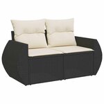 vidaXL Salon de jardin 7 Pièces avec coussins noir résine tressée