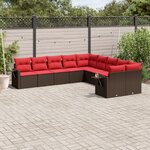 vidaXL Salon de jardin 10 Pièces avec coussins marron résine tressée