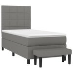 vidaXL Sommier à lattes de lit avec matelas Gris foncé 90x200 cm Tissu