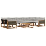 vidaXL Ensemble de canapés d'extérieur 8 Pièces Naturel et gris clair