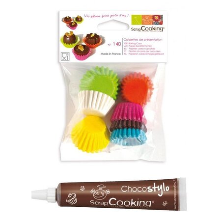 Stylo chocolat + 140 mini caissettes à cupcakes