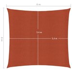 vidaXL Voile d'ombrage 160 g/m² Terre cuite 6x6 m PEHD