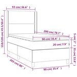 vidaXL Sommier à lattes de lit avec matelas Noir 90x200 cm Tissu