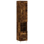 vidaXL Buffet haut Chêne fumé 34 5x34x180 cm Bois d'ingénierie
