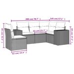 vidaXL Salon de jardin 5 Pièces avec coussins gris clair résine tressée