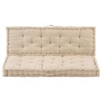 vidaXL Coussins de plancher de palette lot de 2 Coton Beige