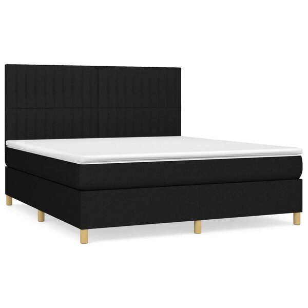vidaXL Sommier à lattes de lit avec matelas Noir 180x200 cm Tissu