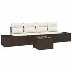 vidaXL Ensemble de canapé de jardin avec coussin 5 Pièces Marron  Crème