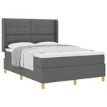 vidaXL Lit à ressorts avec matelas Gris foncé 140 x 200 cm tissu