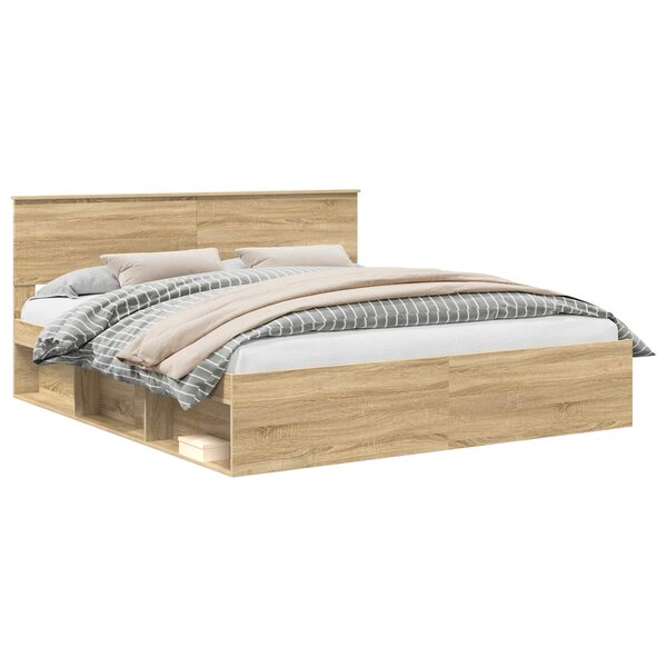 vidaXL Cadre de lit Sonoma 200 x 200 cm Bois d'ingénierie