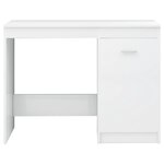 Bureau table poste de travail meuble d'ordinateur informatique étude brillant 140 x 50 x 76 cm bois d’ingénierie blanc 02_0023548