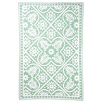 Esschert Design Tapis d'extérieur 182x122 cm Tuiles Vert et blanc