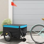 vidaXL Remorque de vélo noir et bleu 45 kg fer