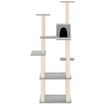 vidaXL Arbre à chat avec griffoirs en sisal Gris clair 153 cm
