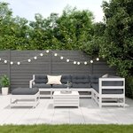 vidaXL Salon de jardin avec coussins 8 Pièces blanc bois de pin massif