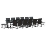 vidaXL Ensemble de salle à manger pour jardin 17 pc Noir Acier