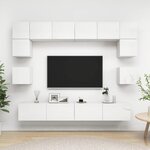 vidaXL Ensemble de meuble TV 8 Pièces Blanc brillant Bois d'ingénierie