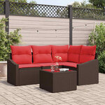 vidaXL Ensemble de Canapés avec coussin 5 Pièces Marron polyrotin
