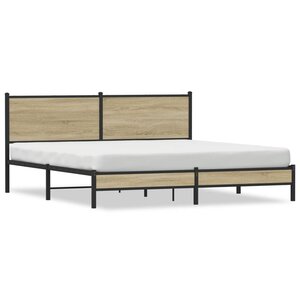 vidaXL Cadre de lit en métal sans matelas chêne sonoma 183x213 cm
