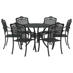 vidaXL Ensemble de salle à manger pour jardin 7 Pièces Noir Aluminium