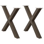 vidaXL Pieds de table à manger en forme de X  2 pièces  acier naturel  90 x (72-73) cm