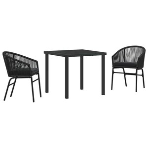 vidaXL Ensemble de salle à manger pour jardin 3 Pièces Noir