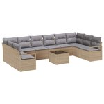 vidaXL Ensemble de canapé de jardin 11 Pièces Beige Poly rotin