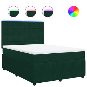 vidaXL Sommier à lattes de lit et matelas Vert foncé 140x190cm Velours