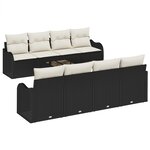 vidaXL Canapé de jardin 9 pièces avec coussins en poly rotin noir