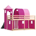 vidaXL Lit superposé sans matelas avec toboggan et rideaux 80x200 cm