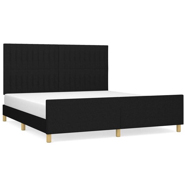 vidaXL Cadre de lit avec tête de lit Noir 180 x 200 cm Tissu