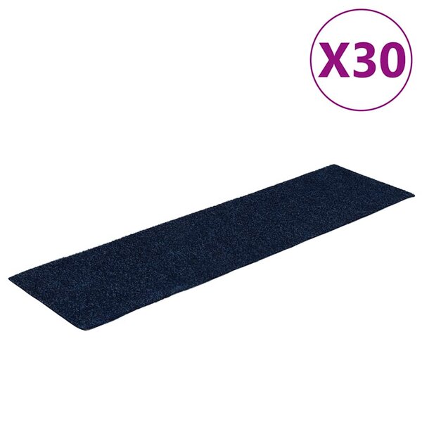 vidaXL Tapis d'escalier autocollants 30 pièces 76 x 20 cm Bleu marine Rectangulaire
