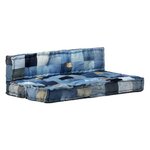 vidaXL Coussins de canapé palette 2 Pièces Bleu Patchwork en denim