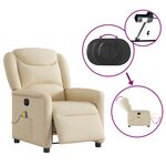 vidaXL Fauteuil inclinable de massage électrique crème tissu