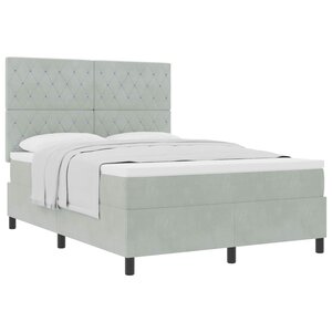vidaXL Lit à ressorts avec matelas Gris clair 140 x 190 cm Velours