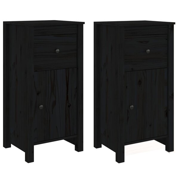 vidaXL Buffets 2 Pièces Noir 40x35x80 cm Bois massif de pin