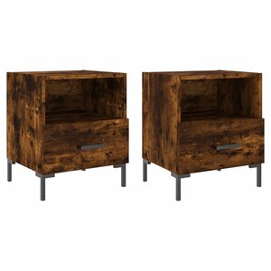 vidaXL Tables de chevet 2Pièces chêne fumé 40x35x47 5cm bois d’ingénierie