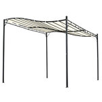 Pergola tonnelle de jardin auvent 2 97 x 2 97 m adossable métal noir polyester anti-UV beige