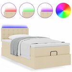 vidaXL Lit ottoman avec matelas et LED crème 90x200 cm tissu