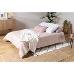 COMFORT BULTEX Banquette clic clac - Tissu Gris + Coussins déco rose - 193 x 9
