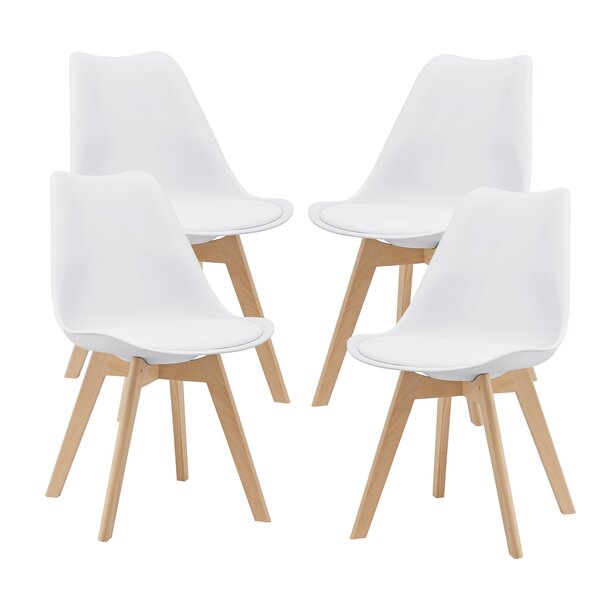 Lot de 4 chaises de salle à manger similicuir hêtre blanc 03_0006761