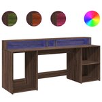 vidaXL Bureau et lumières LED chêne marron bois d'ingénierie