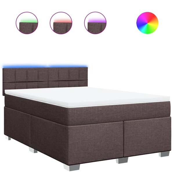 vidaXL Sommier à lattes de lit avec matelas Marron foncé 140x190 cm