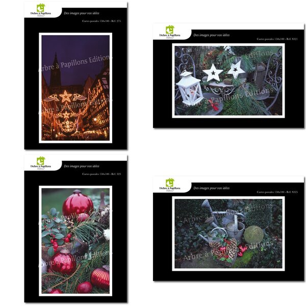 Lot de 4 cartes postales - noël 2 - photos frédéric engel