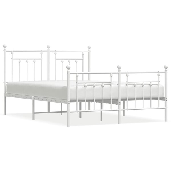 vidaXL Cadre de lit métal sans matelas et pied de lit blanc 140x200 cm