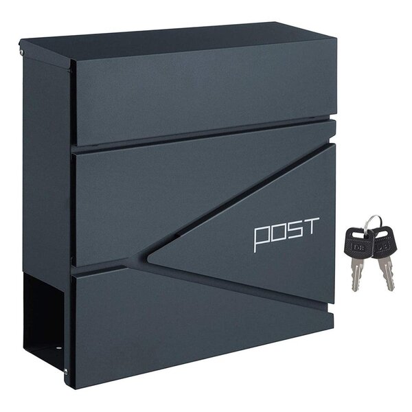 Boîte aux lettres murale avec porte-journaux clés facile à installer design moderne 37 cm gris anthracite