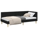 vidaXL Cadre de lit d'angle Noir 90 x 200 cm Tissu