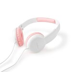 Casque Filaire | Câble Rond de 1,20 m | Supra-auriculaire | Rose/Blanc