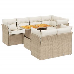 vidaXL Salon de jardin avec coussins 8 Pièces beige résine tressée