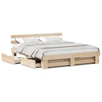 vidaXL Cadre de lit avec tiroir Marron 200 x 200 cm Bois massif en pin